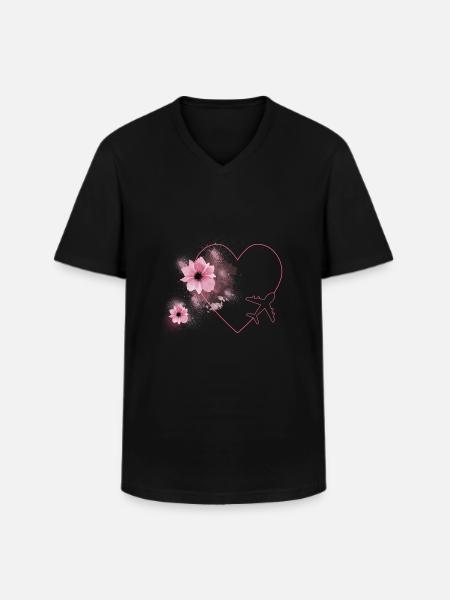 Travel from your heart's content - Men's V-Neck T-Shirt - black