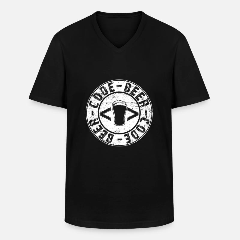 Beer and Code - Männer-T-Shirt mit V-Ausschnitt - Schwarz