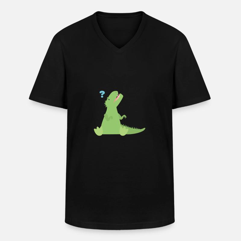 T Rex Fragezeichen - Männer-T-Shirt mit V-Ausschnitt - Schwarz