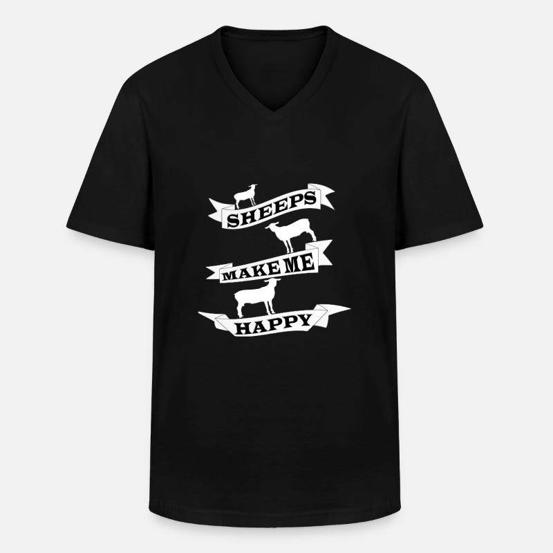Schaf - Männer-T-Shirt mit V-Ausschnitt - Schwarz