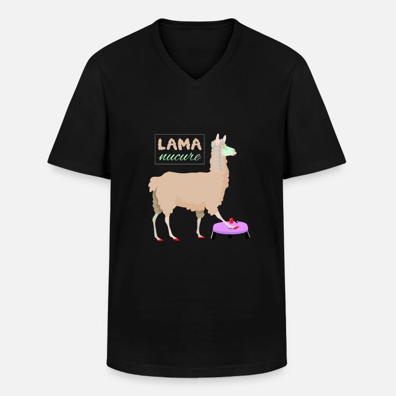 Lama nucure - Männer-T-Shirt mit V-Ausschnitt - Schwarz
