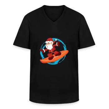 Christmas Santa Claus Surfing - Gift Idea - Men's V-Neck T-Shirt - black - Front - AI Model Male 178 dark (178cm)