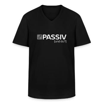 PASSIV [und du?] - Männer-T-Shirt mit V-Ausschnitt - Schwarz - Vorne - AI Model Male 178 dark (178cm)