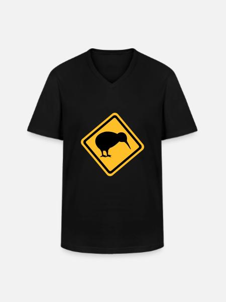 Kiwi - T-shirt col V Homme - noir