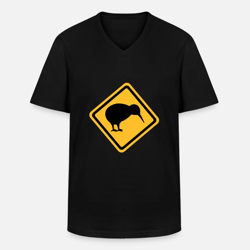 Kiwi - Männer-T-Shirt mit V-Ausschnitt - Schwarz