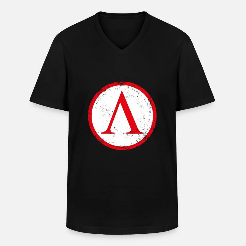 Spartan shield used - Männer-T-Shirt mit V-Ausschnitt - Schwarz