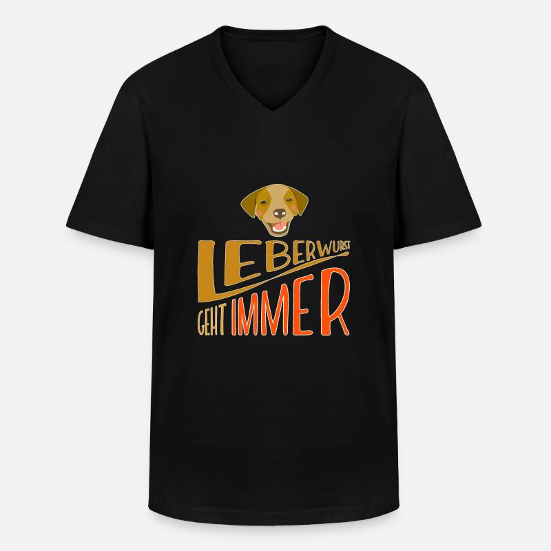 Leberwurst geht immer - Männer-T-Shirt mit V-Ausschnitt - Schwarz