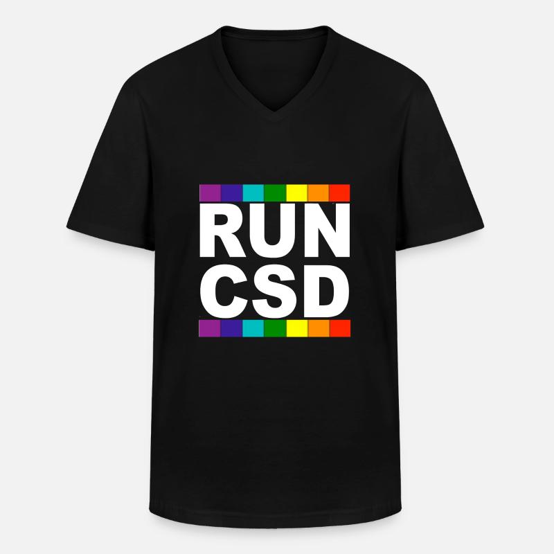 run csd w - Männer-T-Shirt mit V-Ausschnitt - Schwarz