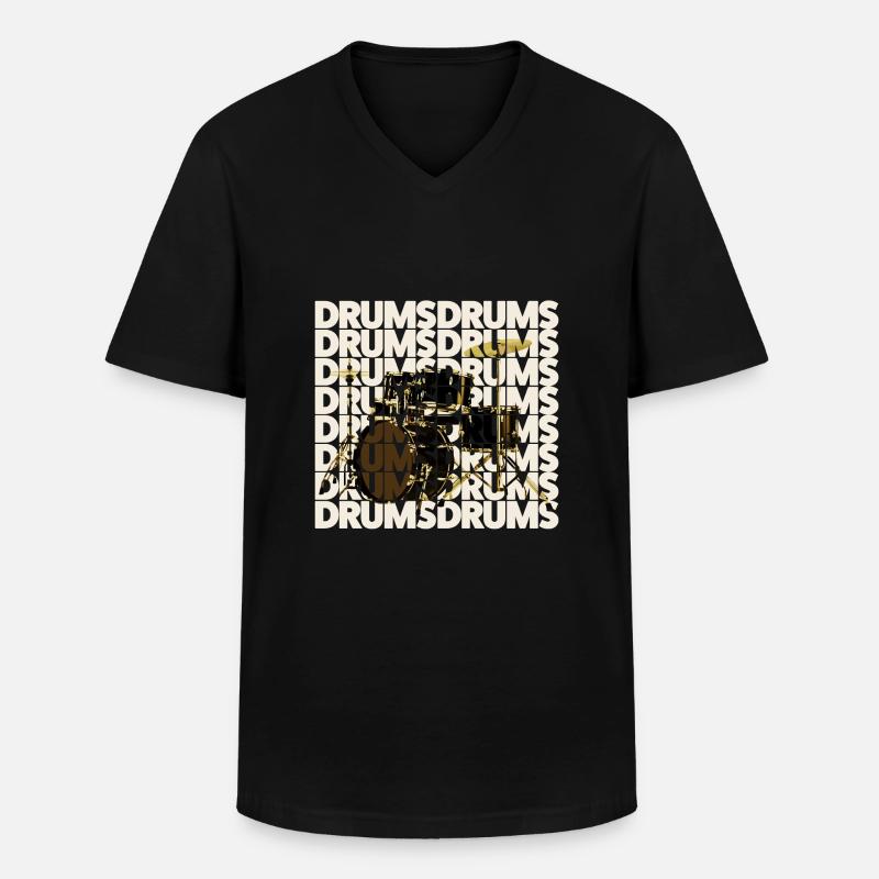 Schlagzeug - Männer-T-Shirt mit V-Ausschnitt - Schwarz