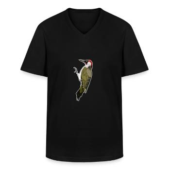 jz.birds Grünspecht Vogel Design Illustration - Männer-T-Shirt mit V-Ausschnitt - Schwarz - Vorne - AI Model Male 178 dark (178cm)