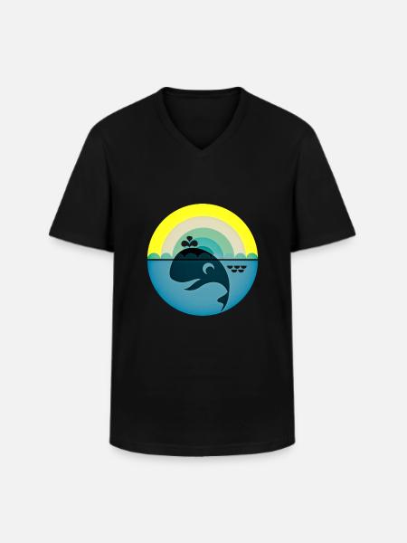 Whale - Men's V-Neck T-Shirt - black