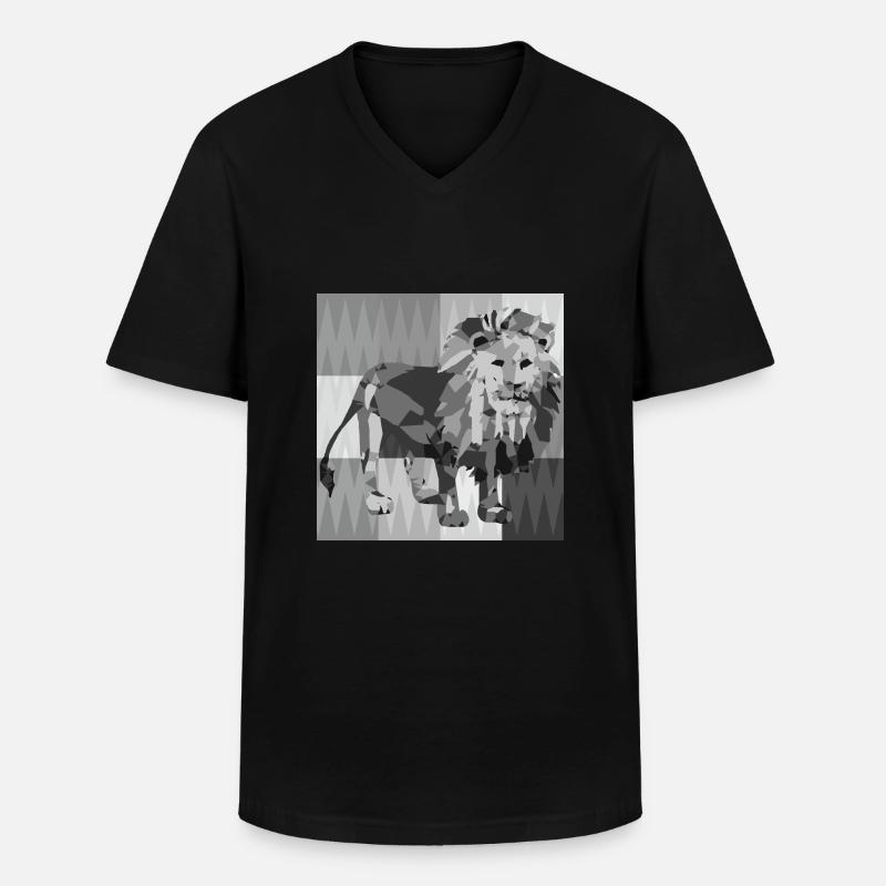 Löwe - Männer-T-Shirt mit V-Ausschnitt - Schwarz