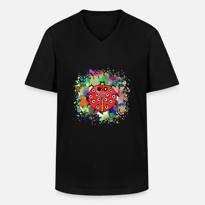 Marienkäfer ~~POS=HEADCOMP - Männer-T-Shirt mit V-Ausschnitt - Schwarz