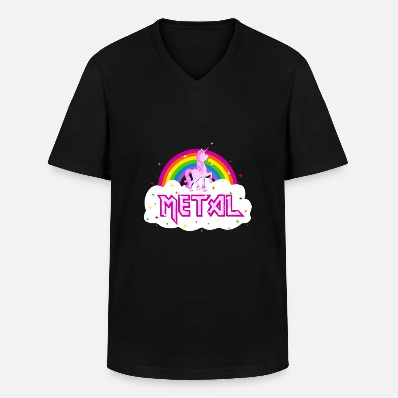 rainbow unicorn - Männer-T-Shirt mit V-Ausschnitt - Schwarz