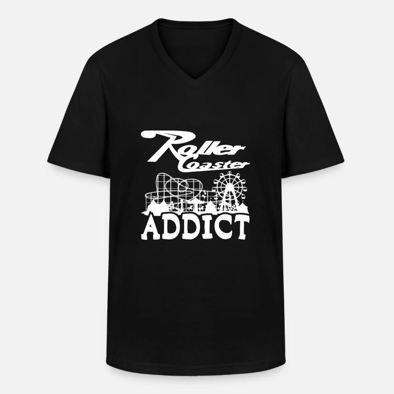 Roller Coaster Addict - Männer-T-Shirt mit V-Ausschnitt - Schwarz