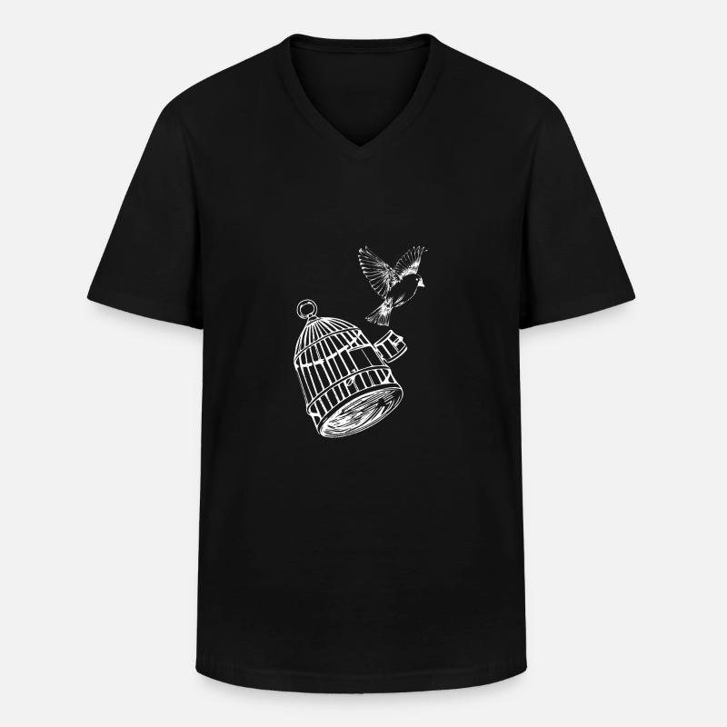 Vogel aus Käfig Tattoo Design Geschenkidee - Männer-T-Shirt mit V-Ausschnitt - Schwarz