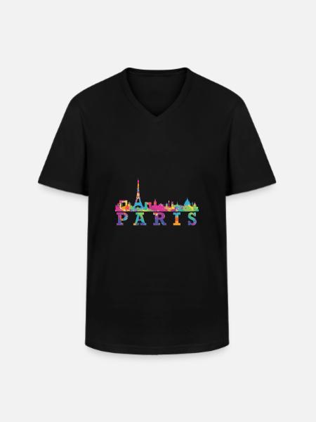 Paris Skyline Impression Souvenir Geschenkidee - Männer-T-Shirt mit V-Ausschnitt - Schwarz