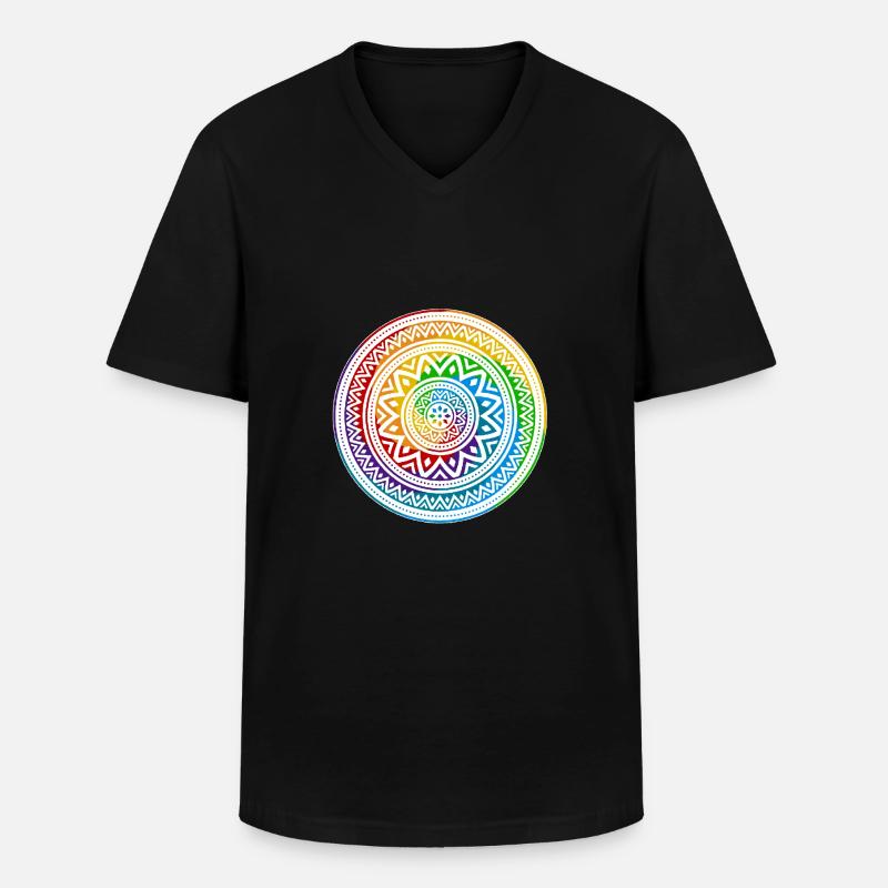 Mandala-Ying Yang - Männer-T-Shirt mit V-Ausschnitt - Schwarz