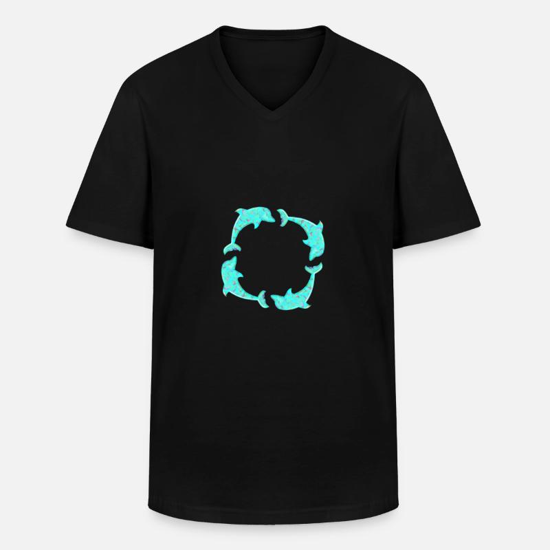 Delfin - Männer-T-Shirt mit V-Ausschnitt - Schwarz
