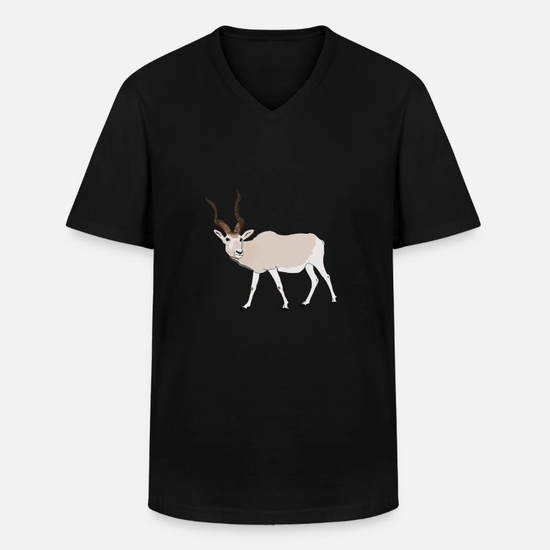 Gefährdete Arten addax Wüstenantilope - Männer-T-Shirt mit V-Ausschnitt - Schwarz