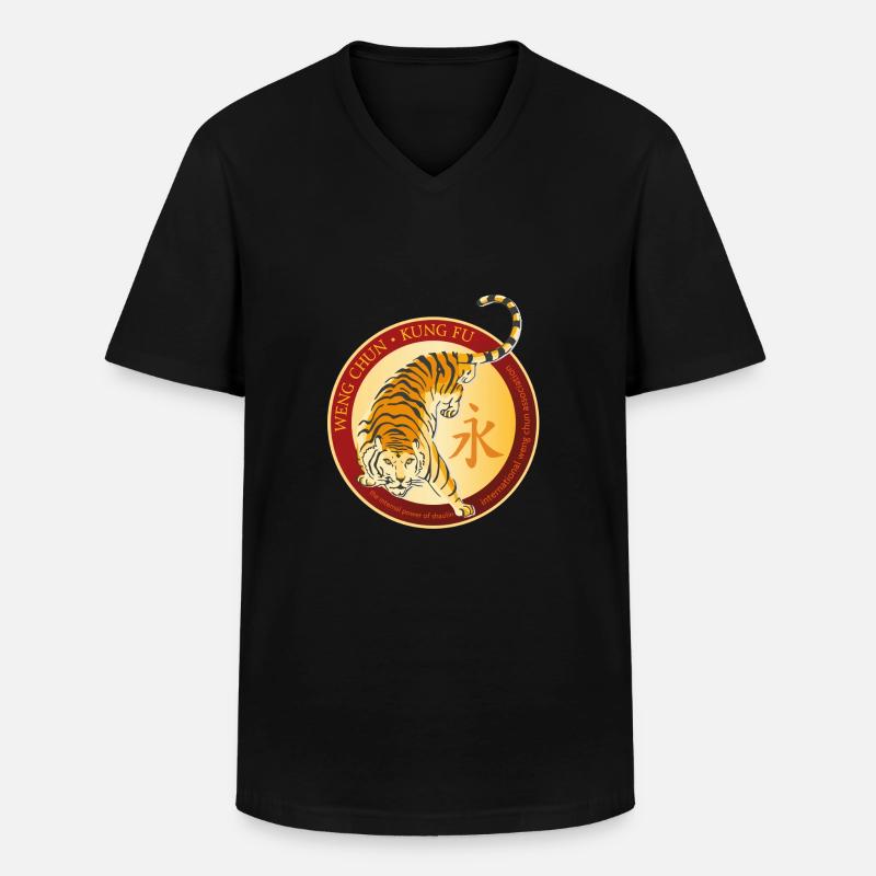 WengChunMH Logo 2 - Männer-T-Shirt mit V-Ausschnitt - Schwarz
