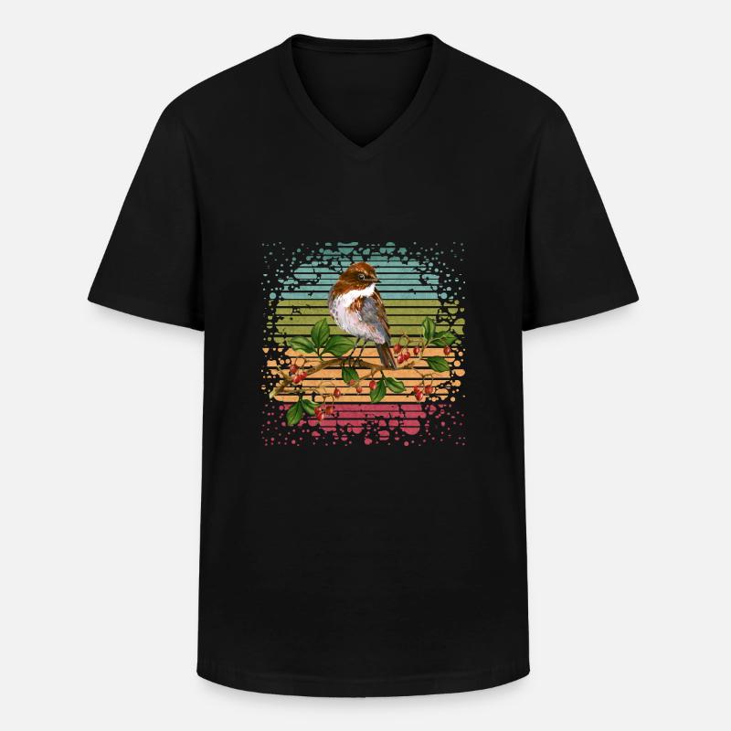 Bunter Vogel - Männer-T-Shirt mit V-Ausschnitt - Schwarz