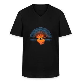 Sunset Vinyle - T-shirt col V Homme - noir - Devant - AI Model Male 178 dark (178cm)