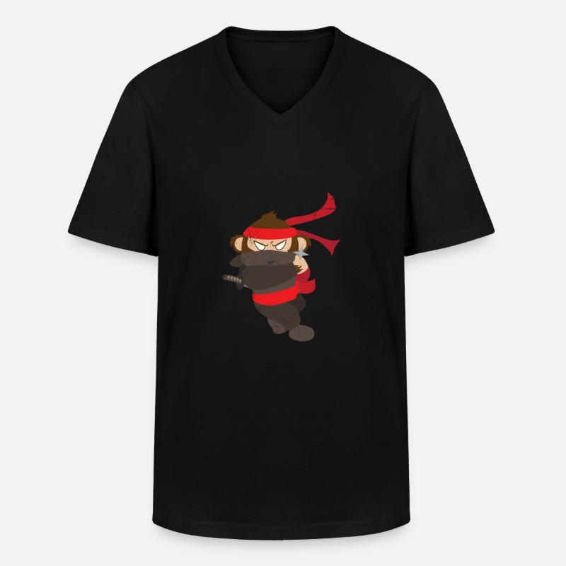 Ninja Affe Lustige Geschenkidee - Männer-T-Shirt mit V-Ausschnitt - Schwarz
