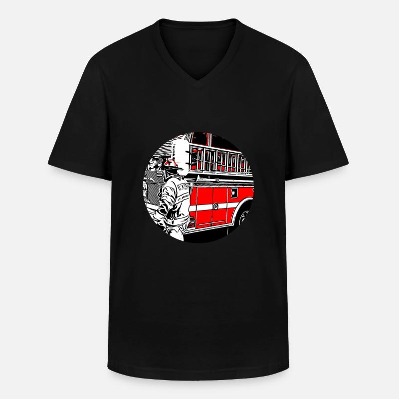 Feuerwehr - Männer-T-Shirt mit V-Ausschnitt - Schwarz