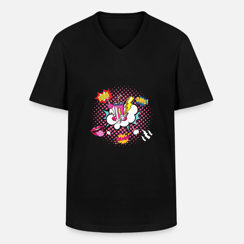Crazy Pop Up - Männer-T-Shirt mit V-Ausschnitt - Schwarz
