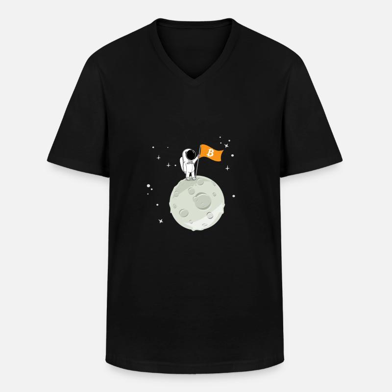BTC to the moon - Männer-T-Shirt mit V-Ausschnitt - Schwarz