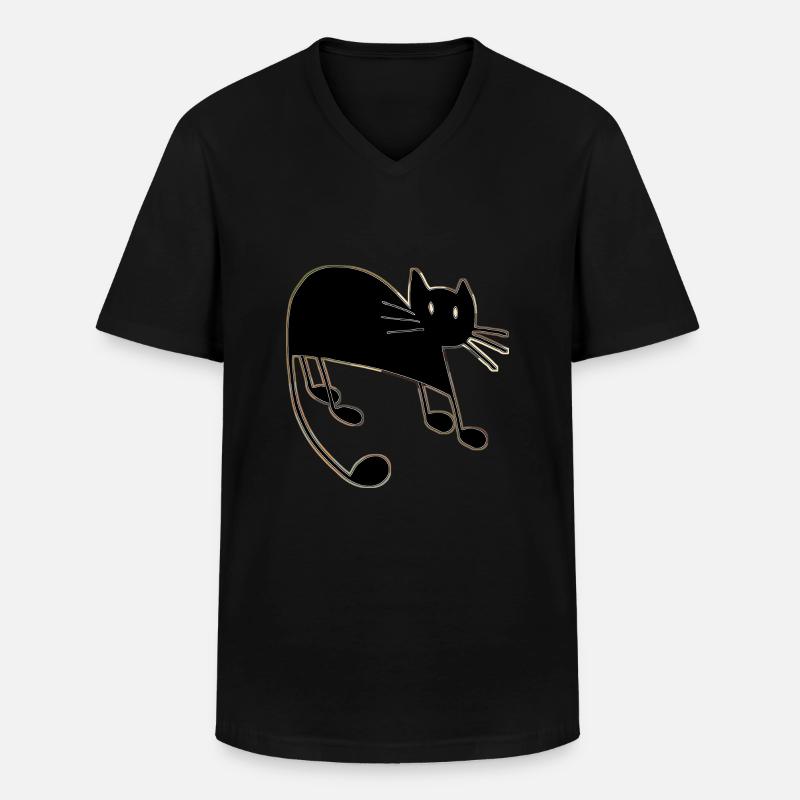 Katze - Männer-T-Shirt mit V-Ausschnitt - Schwarz