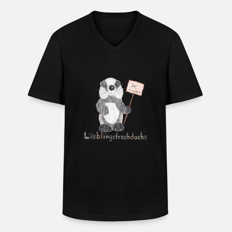 Lieblingsfrechdachs mit Schild "vergeben" - Männer-T-Shirt mit V-Ausschnitt - Schwarz