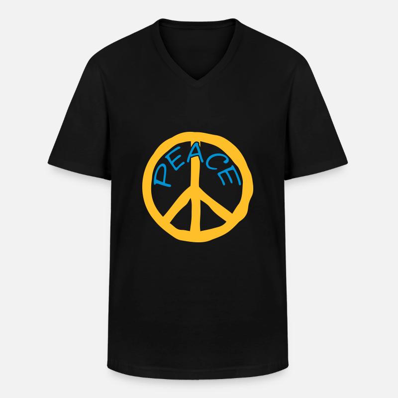 Symbol Peace Text - Männer-T-Shirt mit V-Ausschnitt - Schwarz