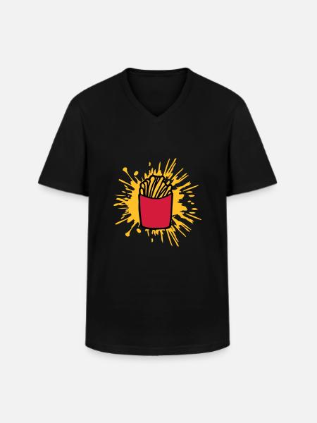 Farbklecks Pommes Frites - Männer-T-Shirt mit V-Ausschnitt - Schwarz