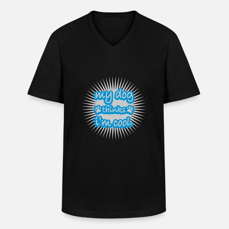 Dog thinks im cool - Männer-T-Shirt mit V-Ausschnitt - Schwarz