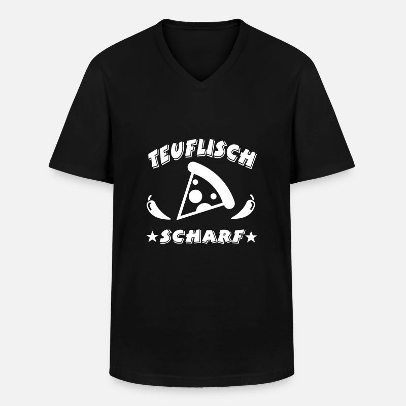 Pizza - Männer-T-Shirt mit V-Ausschnitt - Schwarz
