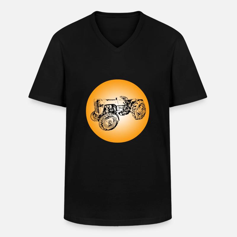 Traktor - Männer-T-Shirt mit V-Ausschnitt - Schwarz