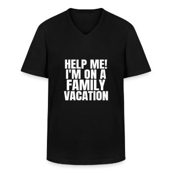 Help me! I´m on a Family Vacation - Männer-T-Shirt mit V-Ausschnitt - Schwarz - Vorne - AI Model Male 178 dark (178cm)