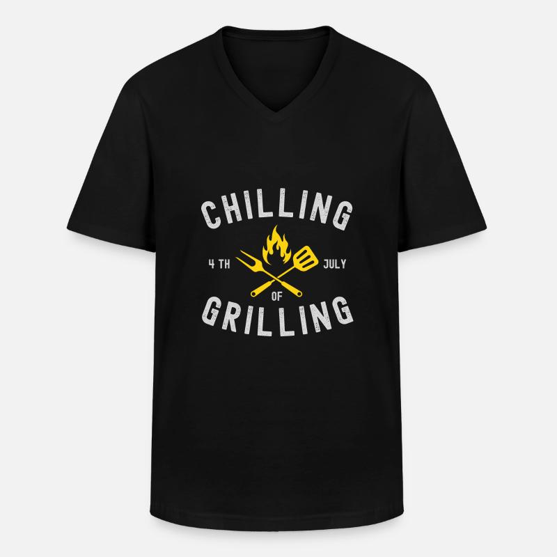 I feierte in Grilla - Männer-T-Shirt mit V-Ausschnitt - Schwarz