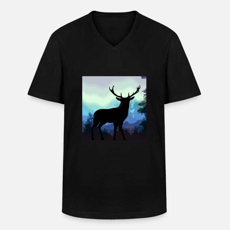 Ciervo - Camiseta con cuello de pico hombre - negro
