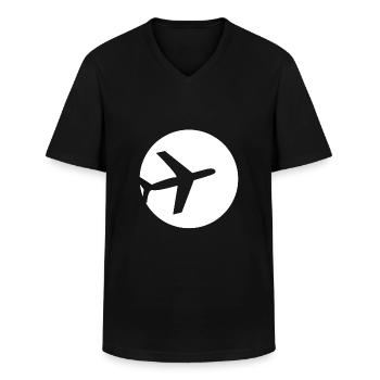 Flugzeug im Kreis - Männer-T-Shirt mit V-Ausschnitt - Schwarz - Vorne - AI Model Male 178 dark (178cm)