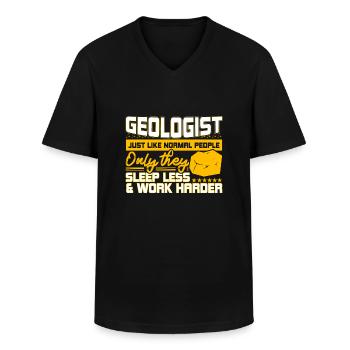 Les géologues, comme les humains normaux, sont des chercheurs de roches - T-shirt col V Homme - noir - Devant - AI Model Male 178 dark (178cm)