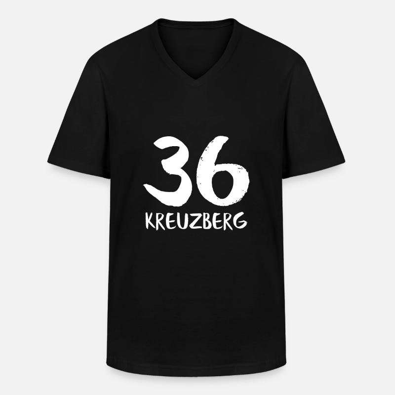 36 kreuzberg - Männer-T-Shirt mit V-Ausschnitt - Schwarz