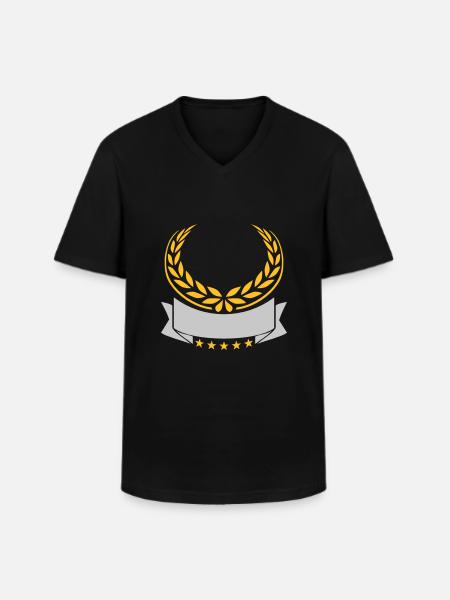 Banner Laurel Wreath Stars Empty - Men's V-Neck T-Shirt - black