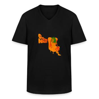 GOOD NIGHT - Men's V-Neck T-Shirt - black - Front - AI Model Male 178 dark (178cm)