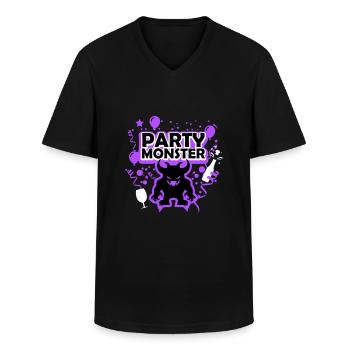 Monstre de fête violet - T-shirt col V Homme - noir - Devant - AI Model Male 178 dark (178cm)