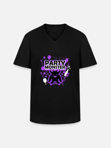 Party monster purple - Men's V-Neck T-Shirt - black