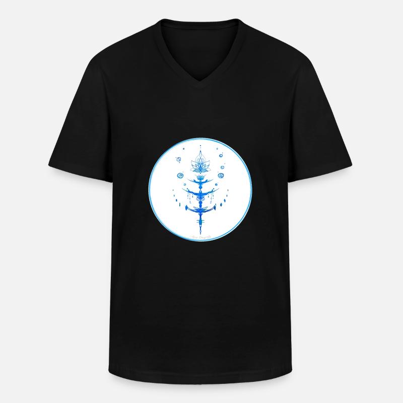 Mystique Collection ~ hellblau ~ n°6 - Männer-T-Shirt mit V-Ausschnitt - Schwarz