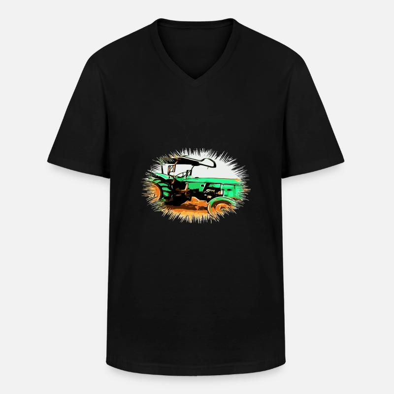 Traktor - Männer-T-Shirt mit V-Ausschnitt - Schwarz